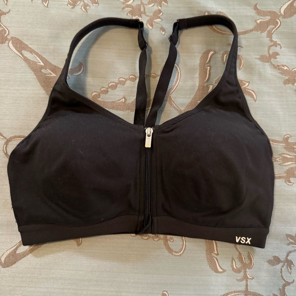 Victoria’s Secret VSX Sport Front Closure Black Sport Bra Women Size 34C